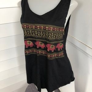 Thai Black, Gold & Pink Elephant Tank Top - One Size - NWOT